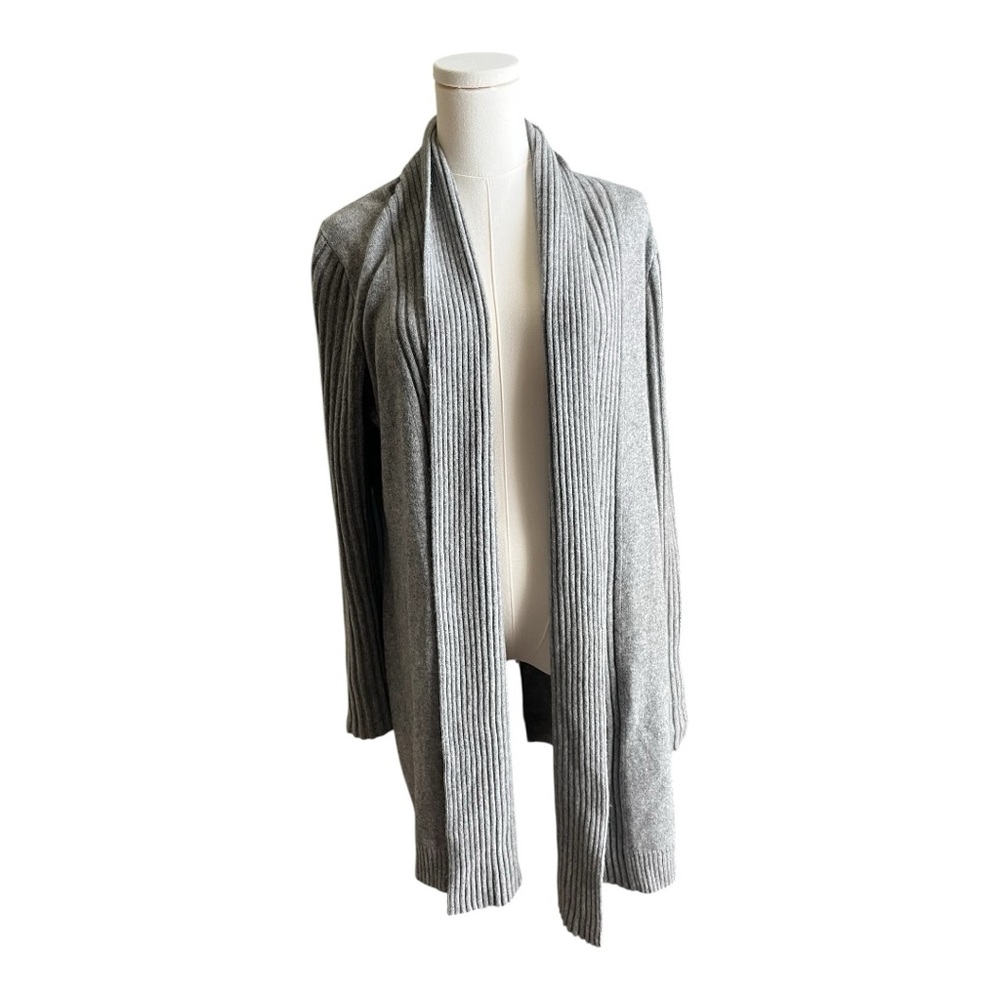 Marisa Christina Gray Open Front Cardigan Sweater – 100% 2-Ply Cashmere,‎ XL